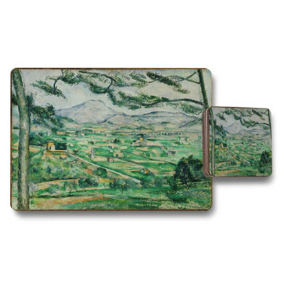 B&Q -  Impressionist Landscape Placemat And Coaster Set With Green Fields