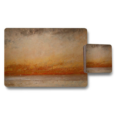 B&Q -  Courbet Sunset Placemats And Coasters Set With Abstract Seascape Art