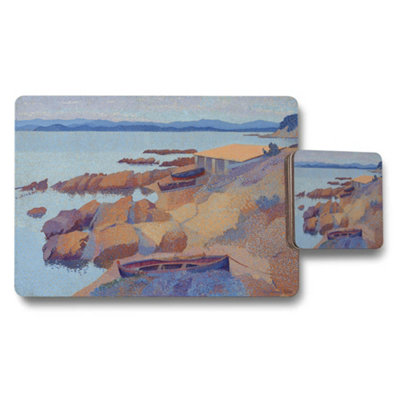 B&Q -  Coastal Seascape Placemats And Coaster Set With Boats