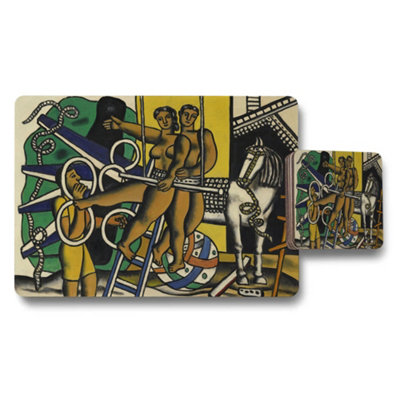 B&Q -  Placemat And Coaster Set With Abstract Figurative Artwork