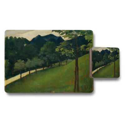 B&Q -  Landscape View Placemat And Coaster Set With Trees And Hills
