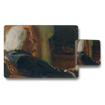 B&Q -  Placemat And Coaster Set Featuring Vintage Portrait Artwork For Dining Tables