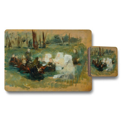 Benjamin Tate Design Impressionist Placemats And Coaster Set With Outdoor Scene Artwork from B&Q