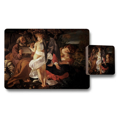 B&Q -  Placemat And Coaster Set With Classical Painting Artwork