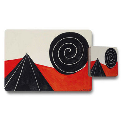 B&Q -  Abstract Pyramid And Spiral Placemat And Coaster Set Modern Art