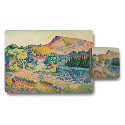Benjamin Tate Design Colorful Impressionist Landscape Placemats And Coaster Set from B&Q