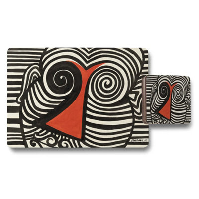 Benjamin Tate Design Abstract Black And White Placemat And Coaster Set Featuring Orange Accent from B&Q