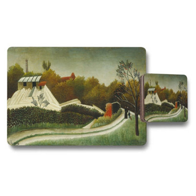 Benjamin Tate Design Rustic Landscape Placemat And Coaster Set With Scenic Painting from B&Q