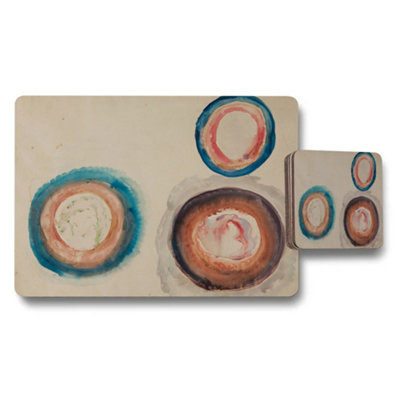 B&Q -  Abstract Circle Watercolor Placemat And Coaster Set