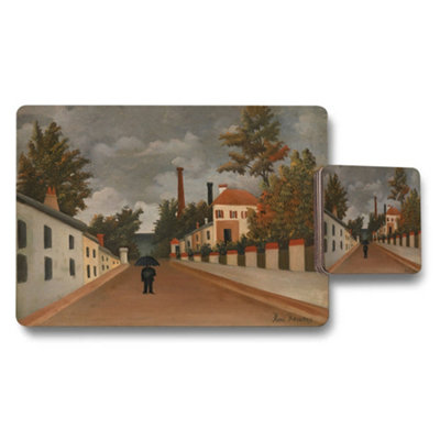 B&Q -  Placemat And Coaster Set With Vintage Street Scene Artwork