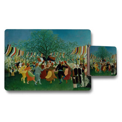 B&Q -  Colorful Dancing Festival Placemat And Coaster Set Decor
