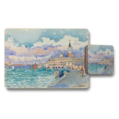 B&Q -  Venice Waterfront Placemats And Coasters Set Classic Cityscape Artwork