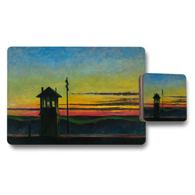 Benjamin Tate Design Sunset Lighthouse Beach Placemat And Coaster Set For Dining from B&Q