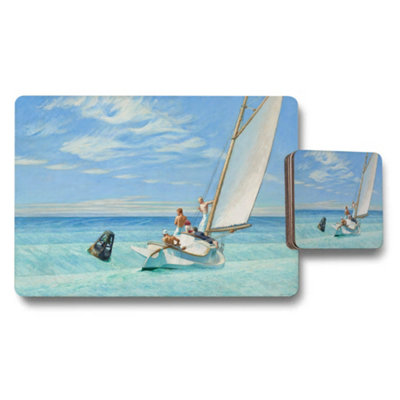 B&Q -  Sailing Boat Beach Scene Artistic Placemat And Coaster Set