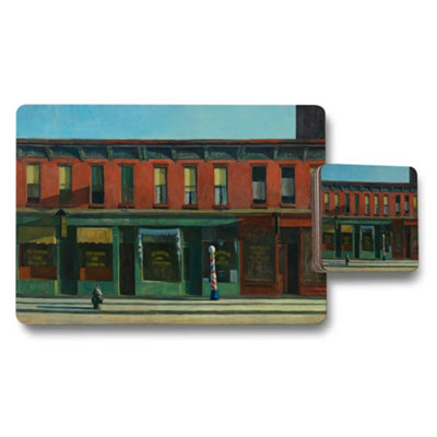 B&Q -  Urban Street Scene Placemat And Coaster Set With City Building Artwork