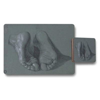 B&Q -  Artistic Feet Sketch Placemat And Coaster Set For Dining Room