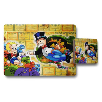 B&Q -  Cartoon Money Bag Theme Placemat And Coaster Set For Kids And Adults