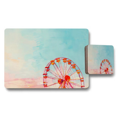 B&Q -  Pastel Ferris Wheel Placemats And Coasters Set For Dining