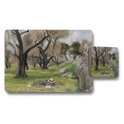 Benjamin Tate Design Nature Landscape Placemat And Coaster Set With Forest Scene Artwork from B&Q