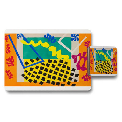 B&Q -  Vibrant Abstract Geometric Placemat And Coaster Set