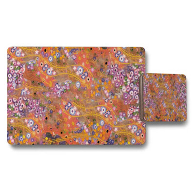 Benjamin Tate Design Colorful Floral Abstract Placemat And Coaster Set For Dining from B&Q