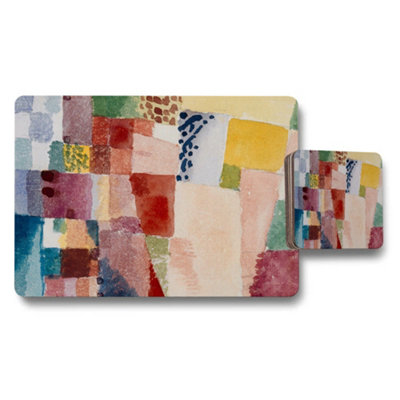 B&Q -  Abstract Patchwork Placemats And Coaster Set Colorful Kitchen Decor