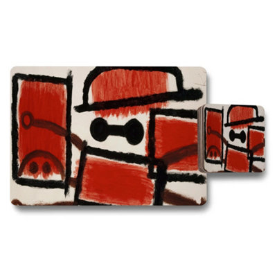 B&Q -  Bold Red Abstract Placemats And Coasters Set For Modern Kitchen