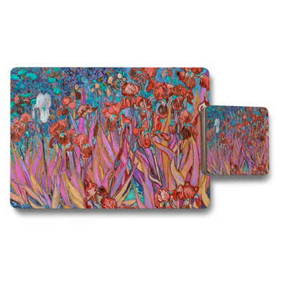 B&Q -  Vibrant Floral Placemats And Coasters Set With Abstract Garden Art