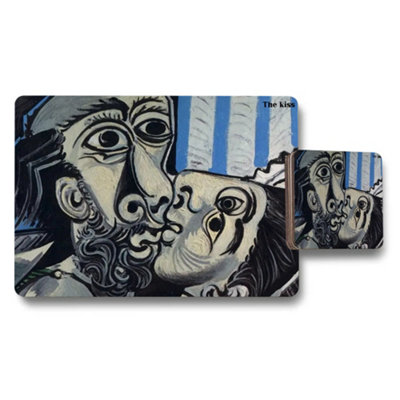 Benjamin Tate Design The Kiss Art Placemats And Coaster Set For Modern Dining Room Decor from B&Q