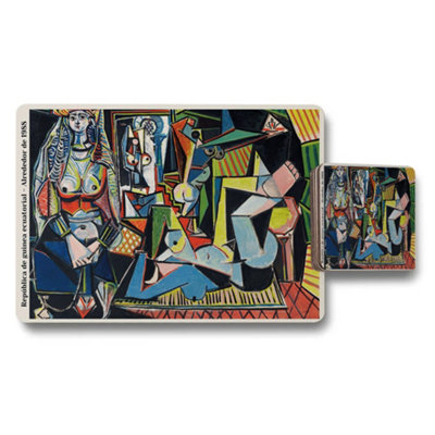 Benjamin Tate Design Colorful Cubist Artwork Placemat And Coaster Set For Dining Tables from B&Q