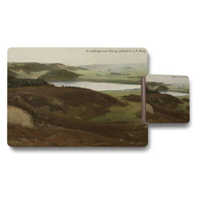 B&Q -  Landscape Placemat And Coaster Set With Scenic River View Artwork