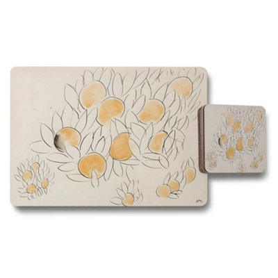 Benjamin Tate Design Citrus Placemats And Coaster Set With Orange Fruit Design from B&Q