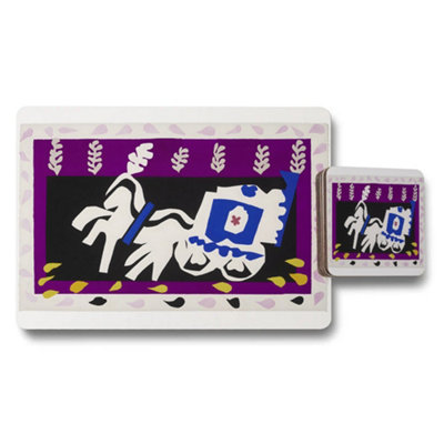 Benjamin Tate Design Abstract Art Placemat And Coaster Set With Purple Border from B&Q