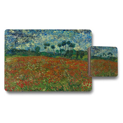 Benjamin Tate Design Poppy Field Impressionist Placemat And Coaster Set Artwork