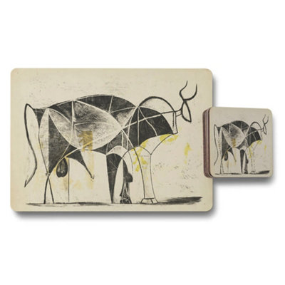 B&Q -  Elephant Geometry Placemat And Coaster Set In Abstract Art