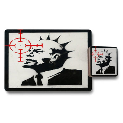 B&Q -  Placemat And Coaster Set Black White Silhouette Art