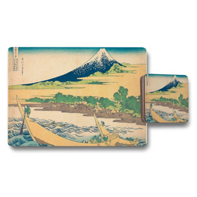 B&Q -  Mount Fuji Scenic Placemat And Coaster Set Ukiyoe Style