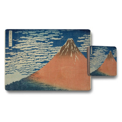 B&Q -  Mount Fuji Placemat And Coaster Set Japanese Woodblock Style