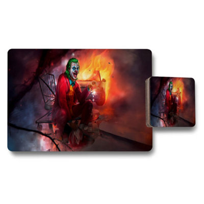 B&Q -  Joker Fire Scene Placemats And Coaster Set For Dining Table Decor