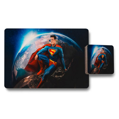 B&Q -  Superman Themed Placemat And Coaster Set With Space Background