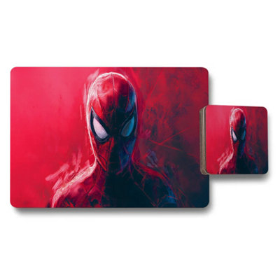 B&Q -  Spider Man Placemats And Coaster Set With Red Artwork