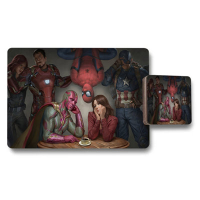B&Q -  Avengers Themed Placemats And Coaster Set Featuring Spider Man