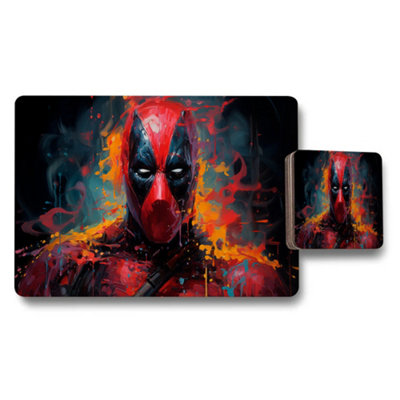 B&Q -  Deadpool Placemats And Coaster Set With Vibrant Abstract Artwork
