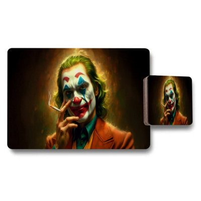 B&Q -  Joker Themed Placemats And Coasters Set With Clown Portrait