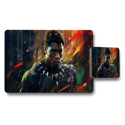 B&Q -  Black Panther Themed Placemat And Coaster Set With Dynamic Art