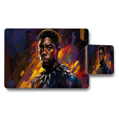 B&Q -  Black Panther Placemats And Coaster Set Colorful Artwork