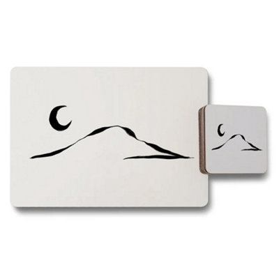 Benjamin Tate Design Minimalist Mountain Moon Placemats And Coaster Set from B&Q