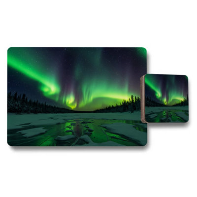 Benjamin Tate Design Aurora Borealis Placemat And Coaster Set Northern Lights