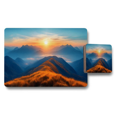 B&Q -  Sunrise Mountain Landscape Placemat And Coaster Set