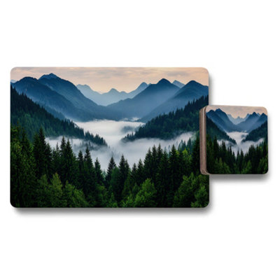 B&Q -  Mountain Forest Landscape Placemats And Coaster Set